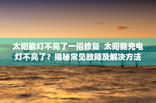 太阳能灯不亮了一招修复  太阳能充电灯不亮了？揭秘常见故障及解决方法