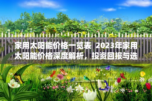 家用太阳能价格一览表  2023年家用太阳能价格深度解析，投资回报与选购指南