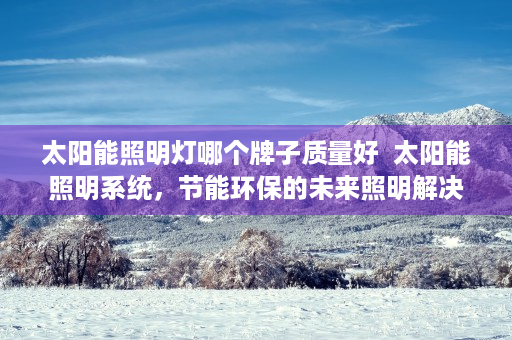 太阳能照明灯哪个牌子质量好  太阳能照明系统，节能环保的未来照明解决方案详解