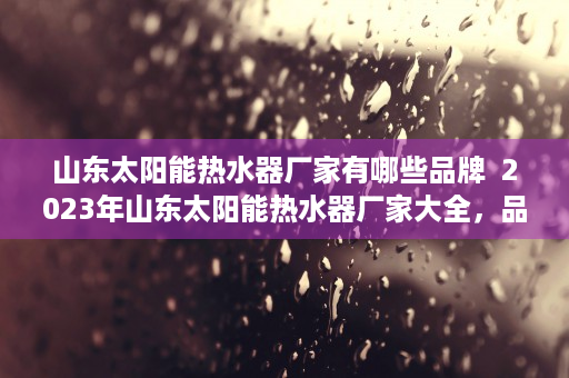 山东太阳能热水器厂家有哪些品牌  2023年山东太阳能热水器厂家大全，品牌汇总及选购指南