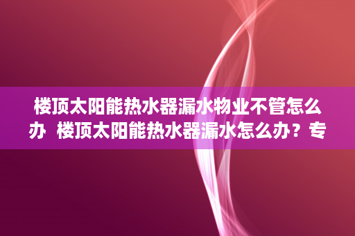 楼顶太阳能热水器漏水物业不管怎么办  楼顶太阳能热水器漏水怎么办？专业维修技巧与预防措施全解析